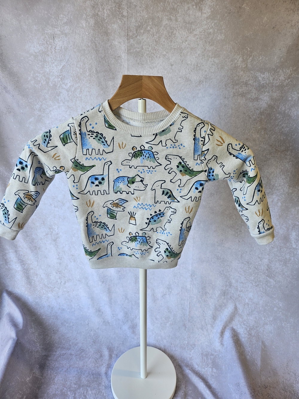 Garanimals Cream Sweatshirt with Blue & Green Dinosaur Print